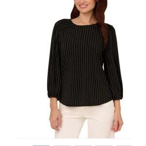 NEW Adrianna Papell Women's M Black & White Striped Blouse